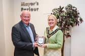 North West 200 Event Director Mervyn Whyte with Causeway Coast and Glens Borough Council Mayor, Councillor Dawn Huggins