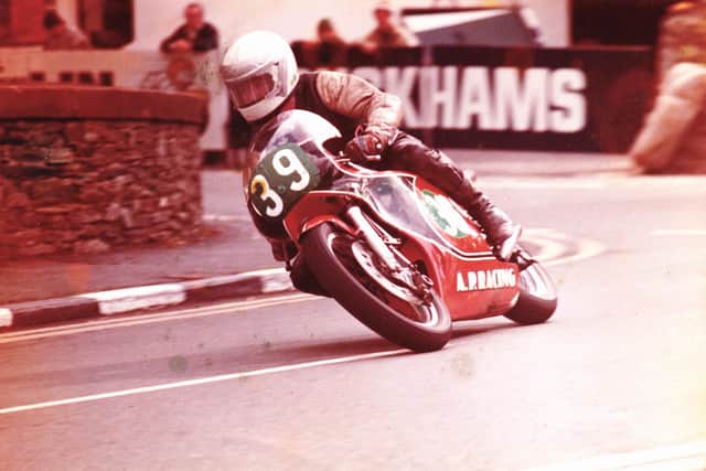 Gerry Barron in action at Quarterbridge on the famous Isle of Man TT Mountain Course.