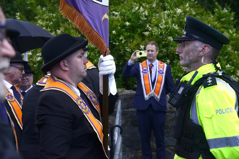 Portadown Orangemen are stopped at police lines at Drumcree