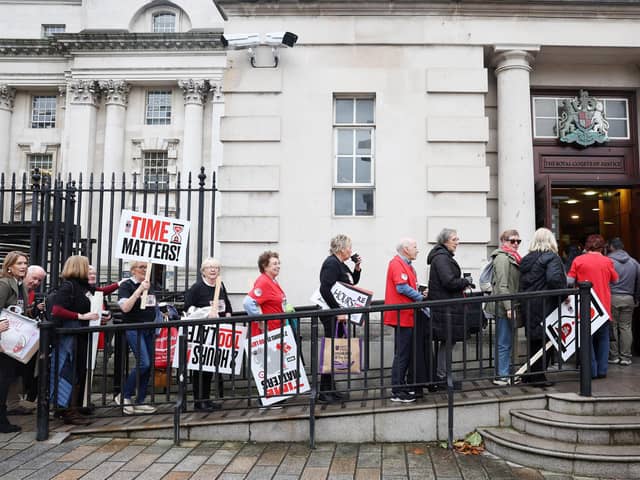 Campaigners for the restoration of services at the South West Acute Hospital in County Fermanagh attend the High Court in Belfast this week