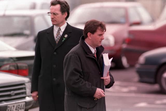 Jeffrey Donaldson - then an Ulster Unionist - walks out of the Good Friday negotiations in 1998. Today, he said he as 'no regrets' about his decision, saying he believes the deal offered more to the paramilitaries involved in the Troubles than to the victims they created