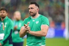 Ireland's Jack Conan applauds the fans after the Rugby World Cup 2023 quarter-final loss to New Zealand on Saturday at Stade de France. (Photo by Adam Davy/PA Wire).
