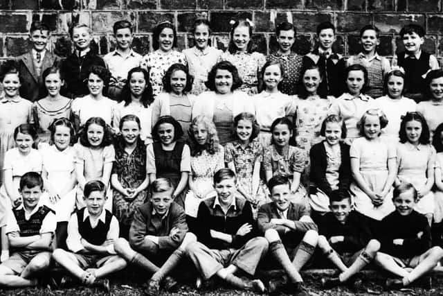 Herbie Brennan as a boy (far left, back row) at Gilford Primary School, Co. Down.