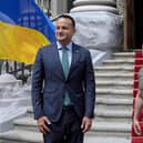 Ukraine's President Volodymyr Zelensky welcoming Taoiseach Leo Varadkar ahead of a meeting at Horodetskyi House, in Kyiv, Ukraine. Mr Varadkar has said he does not think the Irish Government would offer condolences to Russia in the event of Vladimir Putin's death. Photo: Clodagh Kilcoyne/PA Wire