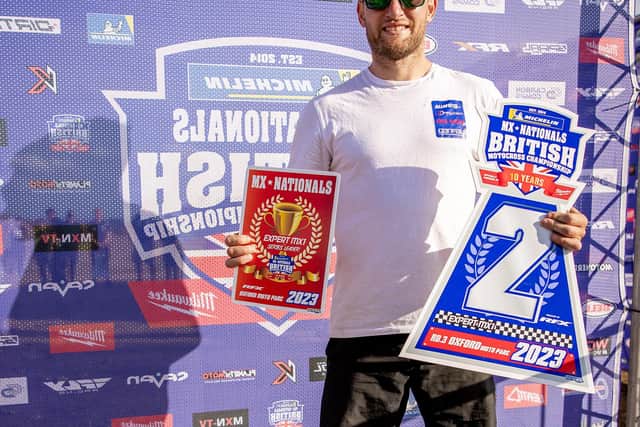 Lisburn’s Richard Bird leads the British Experts MX1 Championship after Round 3 at Oxford MotoPark. Picture: visualmxphotography