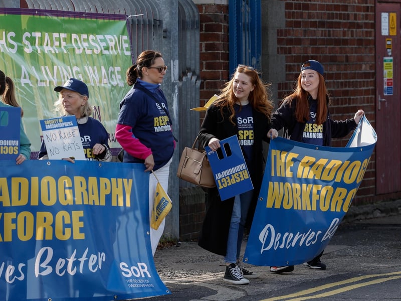 Health workers at the Royal Victoria Hospital, Belfast, have went out on strike today as part of the ongoing pay dispute. Photo by Press Eye