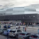 Any future games at a redeveloped Casement Park could be subject to similar anti-hooligan measures in place at football games . Photo: Ulster GAA
