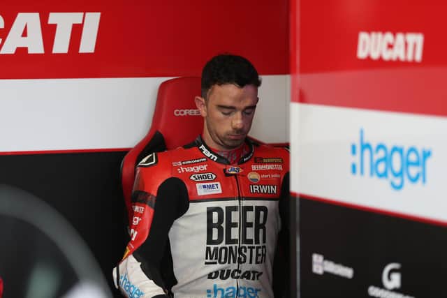 British Superbike Championship leader Glenn Irwin was taken out by team-mate Tommy Bridewell in a dramatic race at Donington Park. Picture: David Yeomans Photography