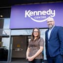 Kennedy Centre Belfast has announced a 7% year on year increase in footfall during 2023. The news comes as the popular shopping destination welcomes new tenants, CCU and Andersonstown School of Music, to its West Belfast premises. Pictured are Shauna Milnes of CCU and John Jones, manager at Kennedy Centre Belfast