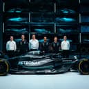 Handout photo provided by Mercedes of the new Mercedes W14 F1 car that Lewis Hamilton and George Hamilton will drive in 2023.