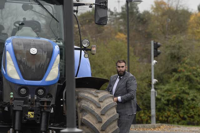 Luke Poots, son of DUP’s Edwin Poots, pictured arriving at Craigavon Court on Friday.