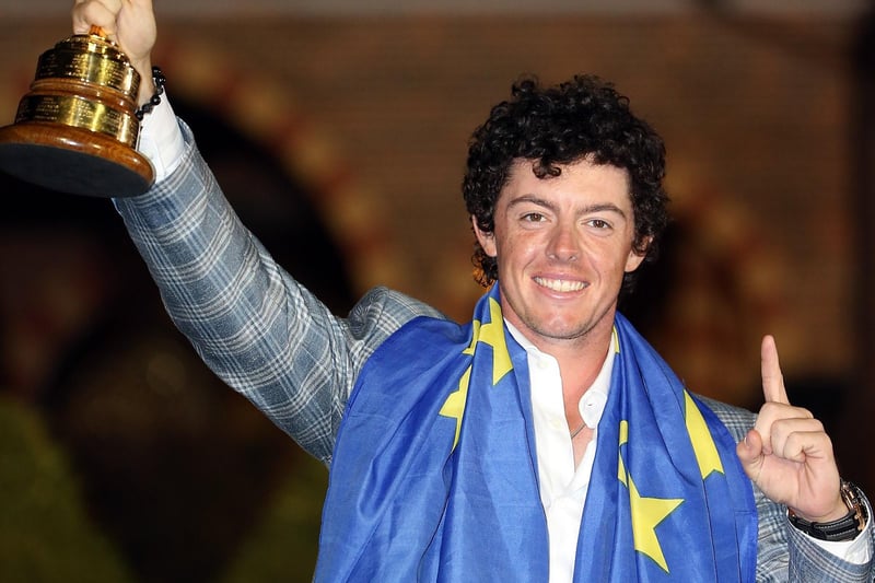 Rory McIlroy enjoying Ryder Cup glory in Illinois. (Photo by Ross Kinnaird/Getty Images)
