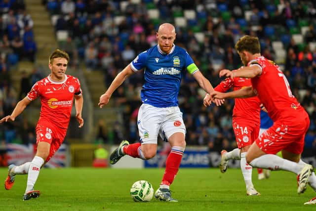 Linfield's European run was ended in the Conference League's play-off by Shelbourne. (Photo by Andrew McCarroll/Pacemaker Press)