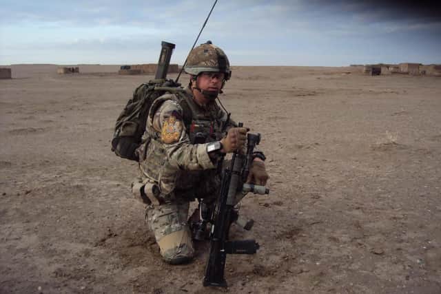 Stephen McMichael, pictured as Regimental Sergeant Major on operations in Afghanistan in 2012.