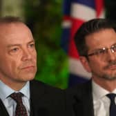 The self-proclaimed 'hardmen' of Brexit are as wet as the Irish Sea. Northern Ireland Secretary Chris Heaton-Harris (left) and Northern Ireland Minister Steve Baker will not like the reality of the DUP commitments