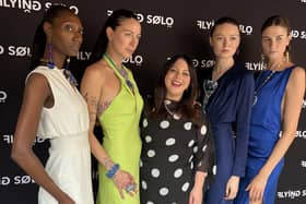 Co Down Jewellry designer Melanie Bond with some of the models who wore her creations at New York Fashion Week.