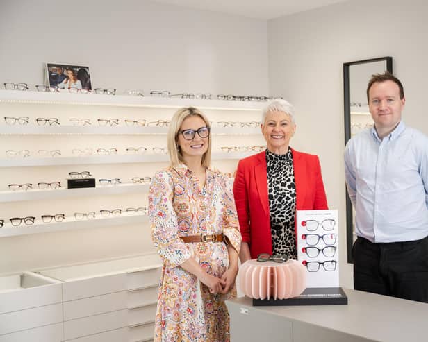 Northern Ireland owners of Opticare and Audiocare, Michael and Jade McCourt, are joined by Pamela Ballantine MBE, as the local independent opticians and hearing care services provider opens a new branch on the Lisburn Road in south Belfast creating four new jobs following a £150,000 investment