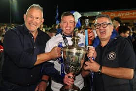 Paul Owens (centre) is relishing a crack in the top-flight with Limavady United. (Photo: NIFL)
