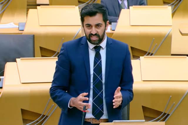 Humza Yousaf delivering his speech on June 10, 2020