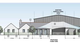 The proposed frontage of the farm shop, café and bar close to No 103 Villa Wood Road, Dromore. Image: ABC planning portal