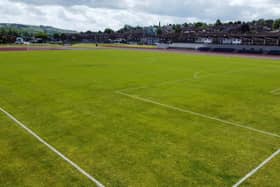 Melvin Park Arena doesn't have floodlights required to play in the Championship. (Photo by Strabane Athletic)