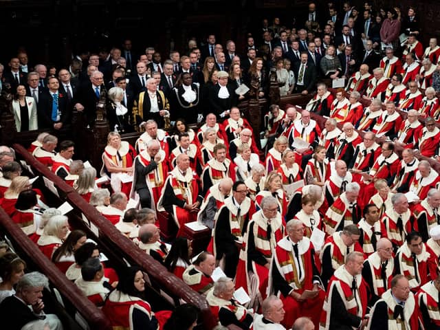Members of the House of Commons and Lords during the State Opening of Parliament, in the House of Lords at the Palace of Westminster in London on Tuesday. Photo: Aaron Chown/PA Wire