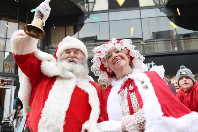 Santa Claus paraded through the streets of Belfast on Saturday to celebrate his arrival at the Winter Wonderland Grotto at CastleCourt Shopping Centre