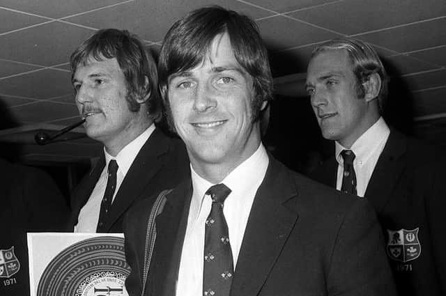 Barry John (foreground), one of the heroes of the 1971 British Lions rugby tour of New Zealand. (Photo by PA Wire).