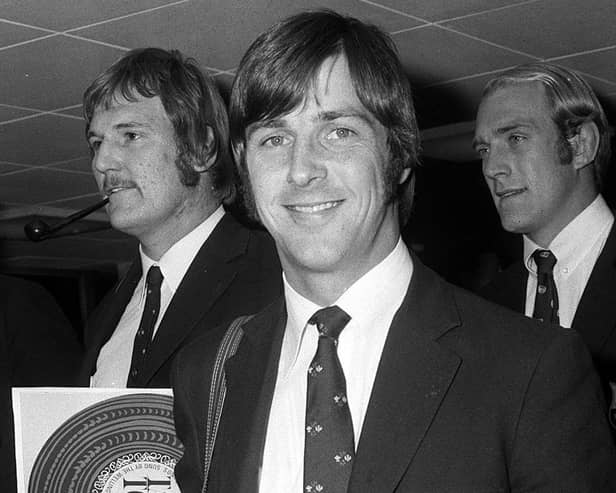 Barry John (foreground), one of the heroes of the 1971 British Lions rugby tour of New Zealand. (Photo by PA Wire).