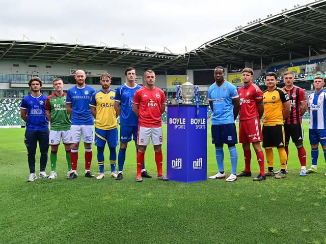 Representatives from all 12 clubs competing across this season's Boyle Sports Premiership campaign. (Photo by Arthur Allison/Pacemaker Press)