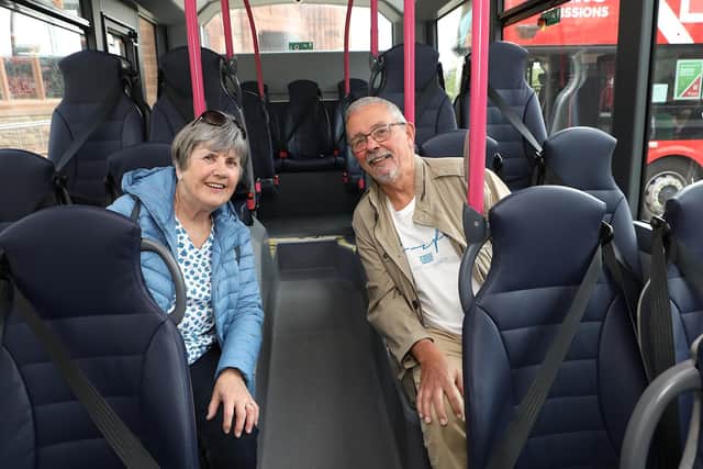 Charlie and Kay Kelpie pictured at Translink's Zero Emission Foyle Metro preview event held in Guildhall Square, Londonderry on Thursday May 25
