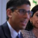 Prime Minister Rishi Sunak and (then) Home Secretary Suella Braverman during a visit to a hotel in Rochdale, Greater Manchester, for a meeting of the Grooming Gangs Taskforce