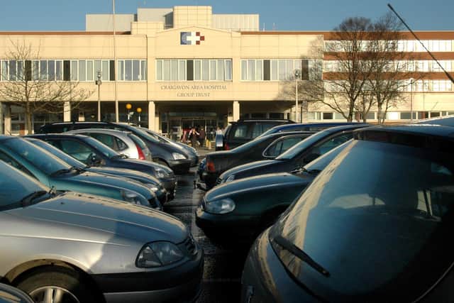 The car park of Craigavon Area Hospital. PT40-228.