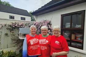 Retired Ballycastle teacher Dibbie McCaughan (right) is taking part in Christian Aid’s new ‘70k in May’ fitness fundraising challenge by walking each day around the North Antrim town. Here she is pictured alongside her sister Olive McMullan (centre) and friend Moyna McCullough (left) who are both also completing their own 70k in May challenge for Christian Aid.