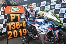 Peter Hickman set a world road racing lap record at 136.415mph on the Smiths BMW at the 2019 UGP