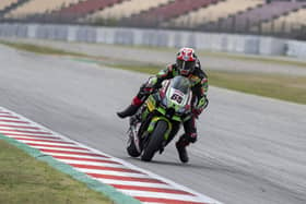 Kawasaki's Jonathan Rea finished as the runner-up in race one at Catalunya in Barcelona.