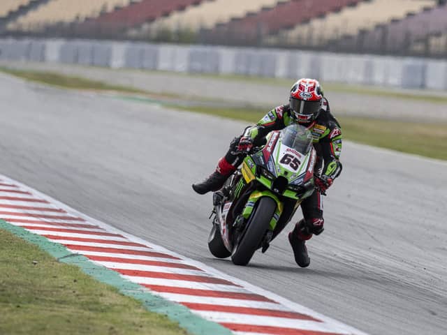 Kawasaki's Jonathan Rea finished as the runner-up in race one at Catalunya in Barcelona.