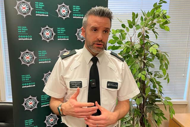 Assistant Chief Constable Bobby Singleton speaks to the media at PSNI HQ in Belfast after a man was arrested on the attempted murder of two police officers in Belfast.