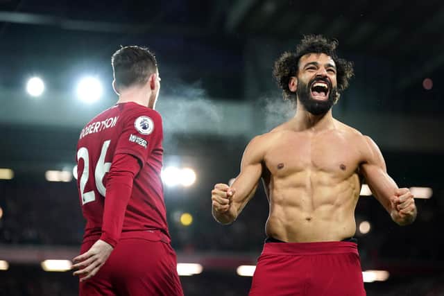 Mohamed Salah (right) became Liverpool’s record Premier League goalscorer in a stunning 7-0 victory over great rivals Manchester United