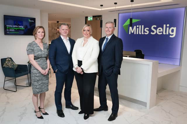 Belfast law firm, Mills Selig major office renovation signifies investment in its people, services and clients. Pictured are Anne Skeggs, Chris Guy, Emma Hunt and John Kearns, Mills Selig