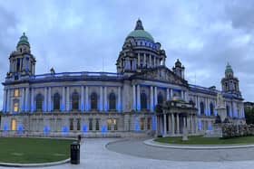 Belfast City Hall was lit up blue on Wednesday night to mark the 75th year of the National Health Service and its sister organisation in Northern Ireland, the HSC