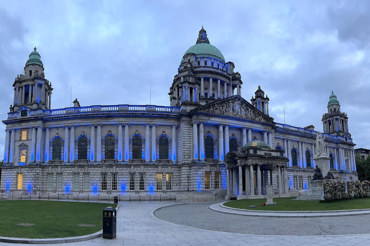 Civic buildings in Northern Ireland lit up blue for NHS 75th anniversary