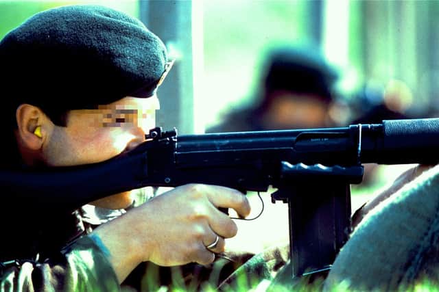 General view of a soldier training at Ballykinler in 1988