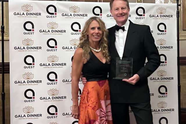 Mark Surgeoner with his wife Karen at the awards in London