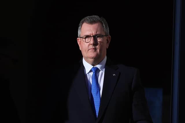 DUP leader Sir Jeffery Donaldson MP makes his way to speak to the media today outside the Parliament Buildings in Stormont, Belfast. The News Letter can tonight reveal some of the legislative changes the UK government plans to introduce as part of a deal with the DUP to restore the Stormont executive
