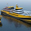 Belfast-rooted firm, Harland & Wolff has revealed plans to build and operate two new ferries in the remote Isles of Scilly as well as one inter-island vessel commencing in spring 2025. Pictured are computer generated images of the ferries. Credit Harland and Wolff