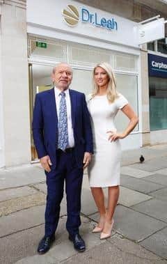 Lean Totton pictured with Lord Alan Sugar at the opening of one of her cosmetic clinics