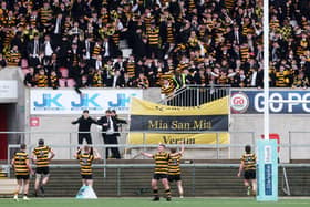 RBAI celebrate victory over Ballymena Academy in front of their fans in the Schools' Cup final at Kingspan Stadium