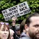 Protesters take part in an anti-immigration protest in the centre of Dublin on Monday May 6. President Joe Biden is likely to be taken aback when the State Department tells him about the anti-immigrant anger in his beloved ‘Ireland of the Welcomes’. Pic: Evan Treacy/PA Wire
