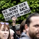 Protesters take part in an anti-immigration protest in the centre of Dublin on Monday May 6. President Joe Biden is likely to be taken aback when the State Department tells him about the anti-immigrant anger in his beloved ‘Ireland of the Welcomes’. Pic: Evan Treacy/PA Wire